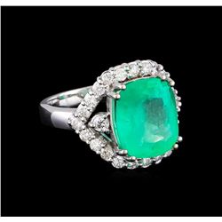 6.40 ctw Emerald and Diamond Ring - 14KT White Gold