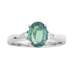 1.98 ctw Alexandrite and Diamond Ring - 18KT White Gold