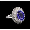 Image 1 : 4.78 ctw Tanzanite and Diamond Ring - 14KT White Gold