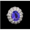 Image 2 : 4.78 ctw Tanzanite and Diamond Ring - 14KT White Gold