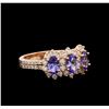 Image 1 : 14KT Rose Gold 1.32 ctw Tanzanite and Diamond Ring