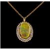 Image 1 : 18.14 ctw Opal and Diamond Pendant With Chain - 14KT Rose Gold