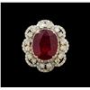 Image 2 : 13.25 ctw Ruby and Diamond Ring - 14KT Yellow Gold