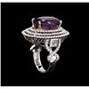 Image 4 : 14KT Two-Tone Gold 8.70 ctw Amethyst and Diamond Ring