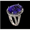 Image 4 : 12.38 ctw Tanzanite and Diamond Ring - 14KT White Gold