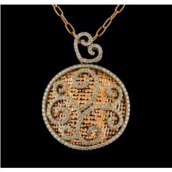 14KT Two-Tone Gold 1.30 ctw Diamond Pendant With Chain