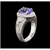 Image 3 : 2.93 ctw Tanzanite and Diamond Ring - 14KT White Gold