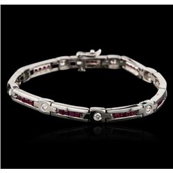 14KT White Gold 2.40 ctw Ruby and Diamond Bracelet