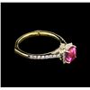 Image 1 : 1.38 ctw Pink Sapphire and Diamond Ring - 18KT Yellow Gold