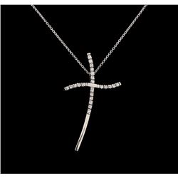 0.50 ctw Diamond Cross Pendant with Chain - 14KT White Gold