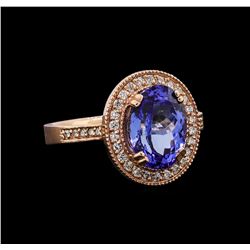 14KT Rose Gold 3.37 ctw Tanzanite and Diamond Ring