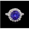 Image 2 : 5.52 ctw Tanzanite and Diamond Ring - 14KT White Gold