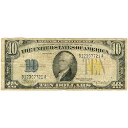 1934 $10 Fine North Africa Silver Certificate Currency