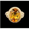 Image 2 : 14KT Yellow Gold 7.71 ctw Citrine Quartz and Diamond Ring