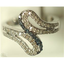 #39-STERLING SILVER WHITE DIAMOND & BLUE
