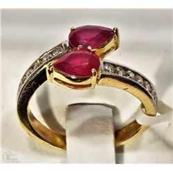 #7-10KT YELLOW & WHITE GOLD RUBY & DIAMOND RING