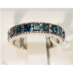 #21-14KT WHITE GOLD BLUE DIAMOND RING SIZE 5