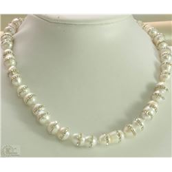 #13-14KT WHITE GOLD NATURAL PEARL CUBIC NECKLACE