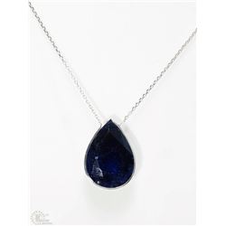 #30-14KT WHITE GOLD LARGE SAPPHIRE NECKLACE