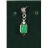 Image 1 : #26-STERLING SILVER JADE & CUBIC ZIRCONIA PENDANT