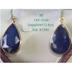 #30-14K YELLOW GOLD SAPPHIRE EARRINGS