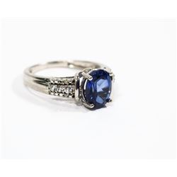 #40-STERLING SILVER SYNTHETIC SAPPHIRE & CUBIC
