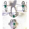 Image 1 : #1-STERLING SILVER EMERALD WITH CUBIC CRYSTAL SET