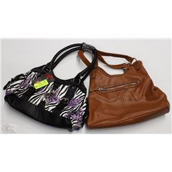 BUNDLE OF TWO NEW HAND BAGS ,1 BROWN ,1 PURPLE AND