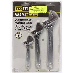 NEW FIX-IT ADJUSTABLE WRENCH SET ,6",8",10" SIZE