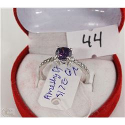 #44 PURPLE AMETHYST &CZ RING