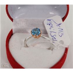 # 46 GENUINE SWISS BLUE TOPAZ  RING, SIZE 6.5