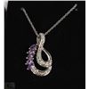 Image 1 : #5 PURPLE AMETHYST &CZ PENDANT NECKLACE