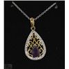 Image 1 : #17 GENUINE AMETHYST & CZ PENDENT NECKLACE PENDANT