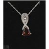 Image 1 : # 1 RED GARNET &CZ PENDANT NECKLACE