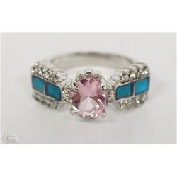 SILVER PLATED SYNTHETIC SAPPHIRE & CZ