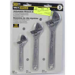 PACK OF 3 ADJUSTABLE WRENCH SET ,6",8",10"