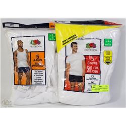 LOT OF 10 MENS WHITE SHIRTS INCL 5 TANKS/5 CREW