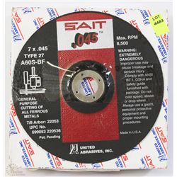 BOX OF 19 SAIT 7"X.045 TYPE 27 GRINDING DISCS