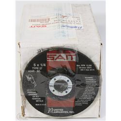 CASE OF 16 SAIT 5"X1/4"X7/8 METAL GRINDING DISCS