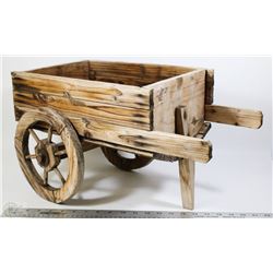 ANTIQUE WOOD WHEEL BARREL FLOWER PLANTER