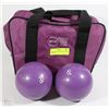 Image 1 : PURPLE HANDLED BAG W/2 PURPLE BOWLING