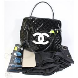 LOT WITH REPLICA CHANEL PURSE AND SET OF 4