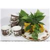 Image 1 : FLAT OF 4 CUPS AND SAUCERS, CAR PLANTER & CAKE
