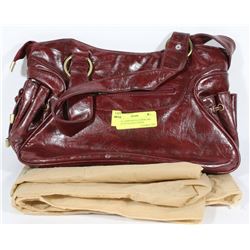 BERYL DARK RED LEATHER LIKE PURSE WITH DUST COVER