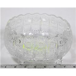 VINTAGE STAR PATTERN CUT CRYSTAL SERVING BOWL