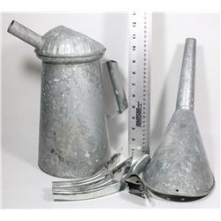 FLAT WITH VINTAGE GALVANIZED JAMES B CARTER FUNNEL