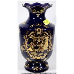 LIMOGES ROMAN STYLE BLUE & GOLD COLORED VASE