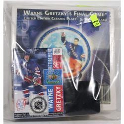 GRETZKY RETIREMENT COLLECTORS PLATE, COIN & CARDS