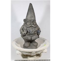 LARGE GARDEN GNOME (20") & BIRD BATH (16")