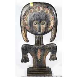 WOOD AFRICAN TRIBAL STATUE ON STAND